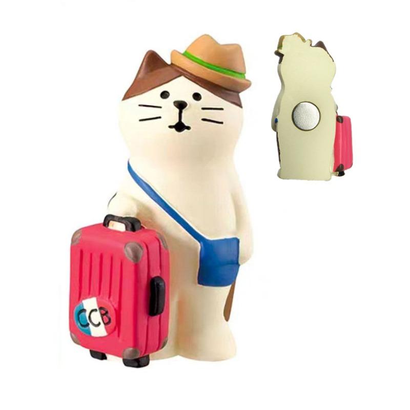 Japanese cat refrigerator sticker, grocery zakka cute bread coffee shop decoration gift miniature resin ornament