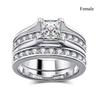 Charm Couple Rings Romantic Women White Rhinestones Rings Set Trendy Men Stainless Steel Zircon Rings Wedding Band Jewelry Gift