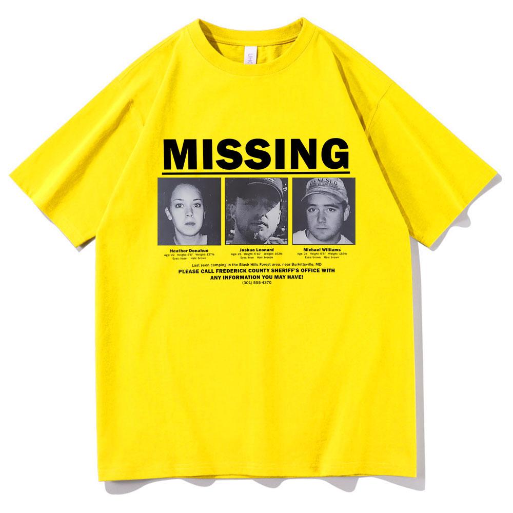 Suspense Horror Movie The Blair Witch Project Missing Mugshot Tshirt Men Women Fashion Vintage Tshirt Male Pure Cotton T Shirts
