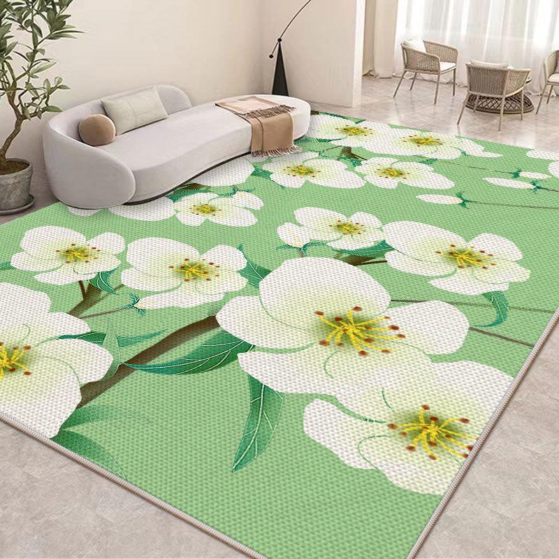 Prodyšný protiskluzový koberec do obývacího pokoje z ledového hedvábí - Snadné čištění a bezúdržbový 2024