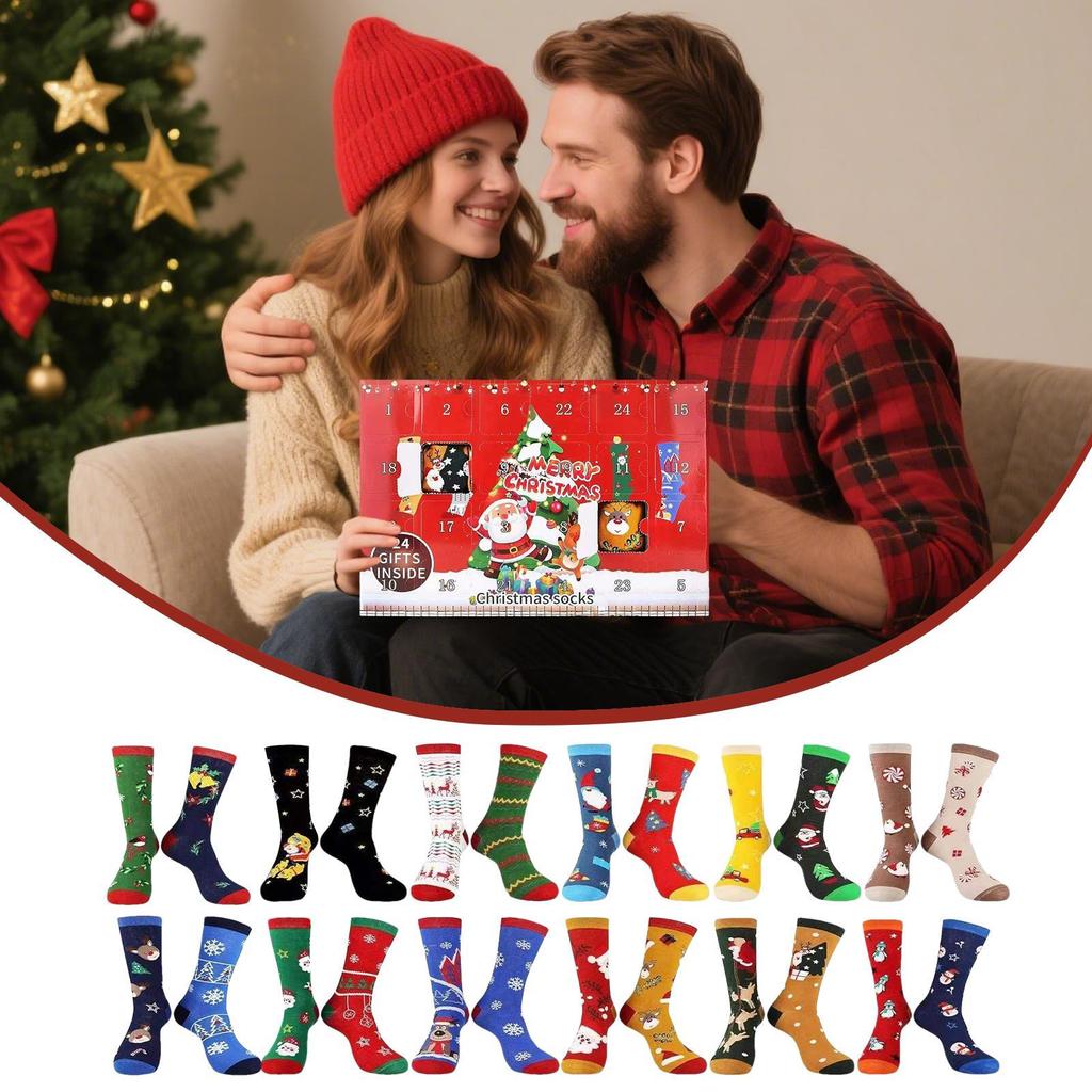 Christmas Advent Socks Calendar Soft Breathable Footwear 12-Pair Socks Countdown Calendar For Christmas For Family Gathering