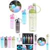 Creative Cartoon Spray Water Bottle For Outdoor Sports, Portable With Lid, Plastic Cup For Summer Hydration And Cooling, 600ml Capacity