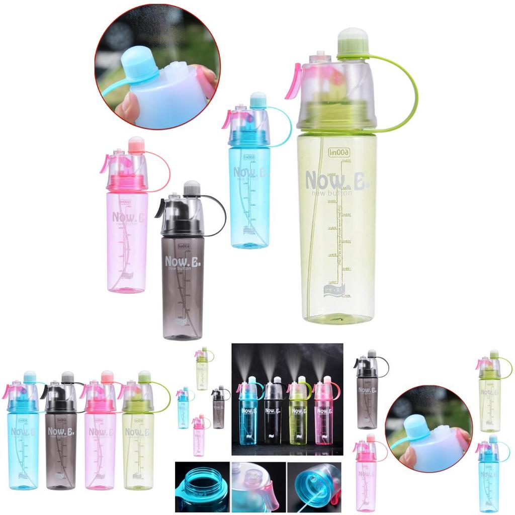 Creative Cartoon Spray Water Bottle For Outdoor Sports, Portable With Lid, Plastic Cup For Summer Hydration And Cooling, 600ml Capacity