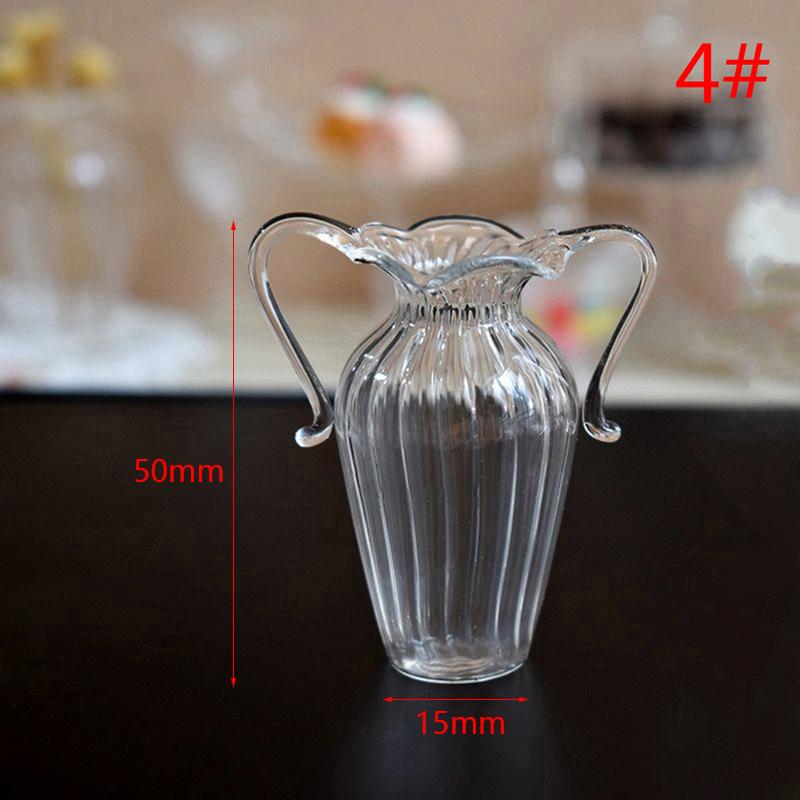 

1:12 кукольных мини-стеклянных чашек с плоским дном/чайник на высоких ножках, ваза для домашнего декора as the picture