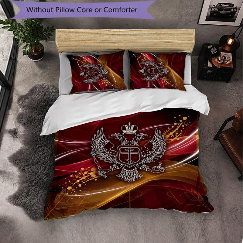 Serbia Pattern 3 Pieces Bedding Set Soft Microfiber Duvet Cover with Pillow Cases for Bedroom