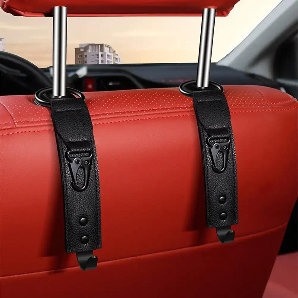 1Pcs Car Storage Clips Back Seat PU Leather Strong Load-Bearing Hooks Holder Auto Fastener Hangers Car Interior Accessories