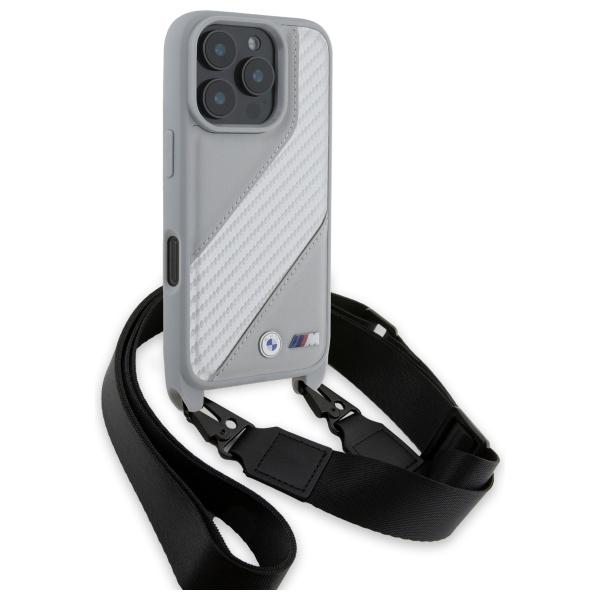 Bmw Bmhcp16L23Psccg Iphone 16 Pro 6.3   Szary/Grey Hardcase M Edition Carbon Stripe & Strap