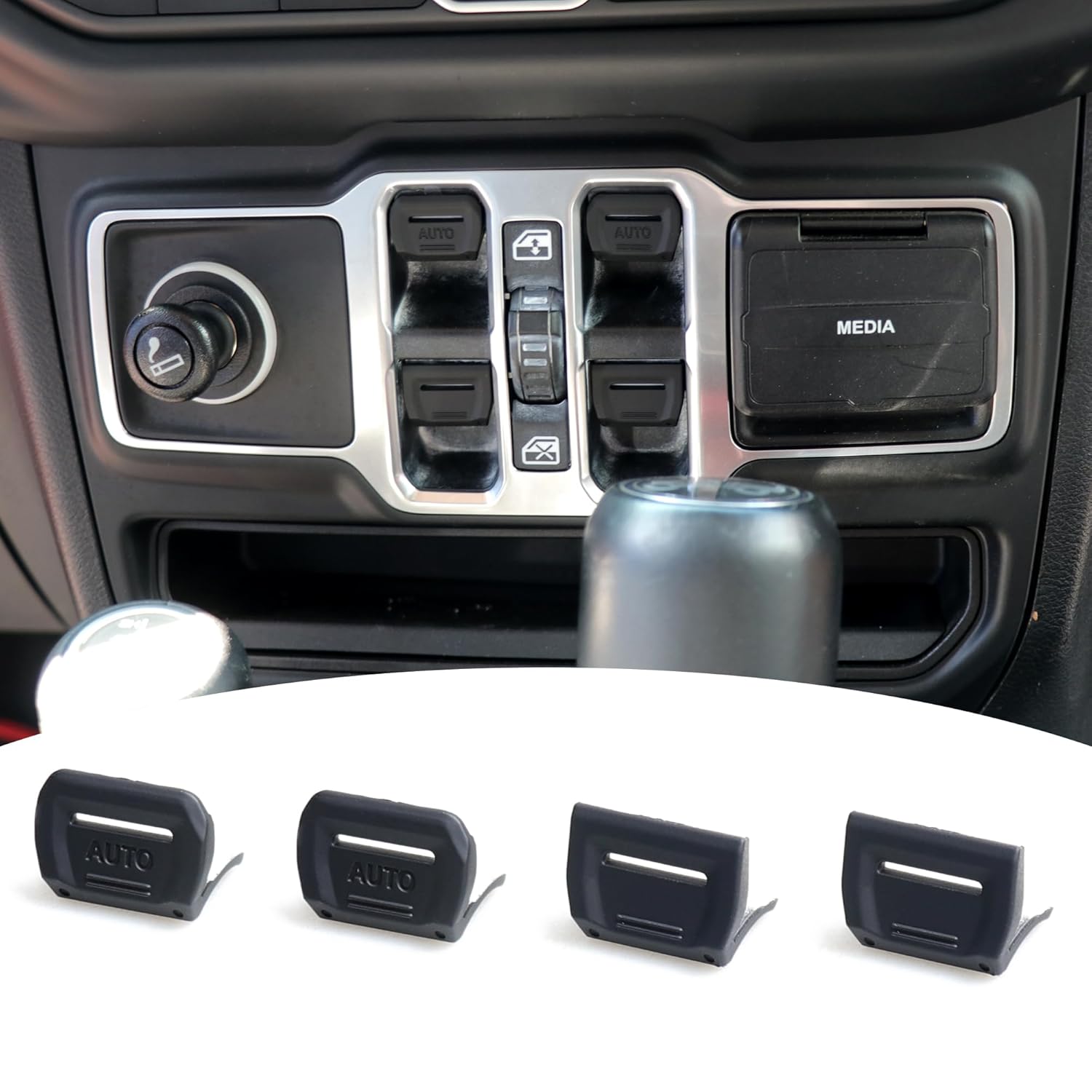 

Center Console Window Button Switch Cover Trim Compatible with 2018-2024 2025 Jeep Wrangler JL 2/4 Door 4XE Gladiator JT Interior Accessories Paint Blade Black