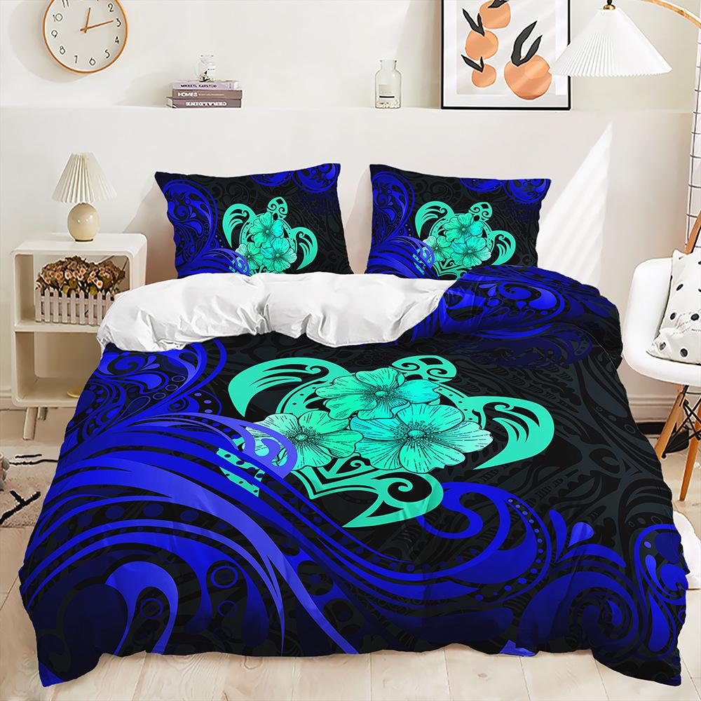Bed Three-Piece Marine Animal Kit Sea Turtle Shark Quilt Cover Two-Piece Bedroom
