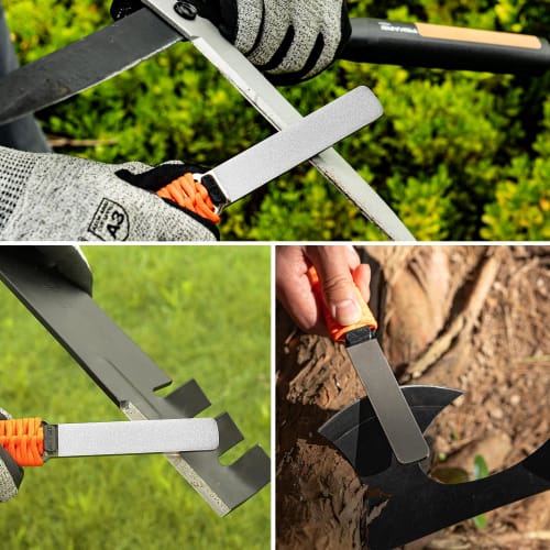 SHARPAL 181N Diamond Knife Sharpener, Double-Sided Sharpener for Knives, Axes, and Scissors, with Leather Whetstone and Leather Case, Rough Sharpening