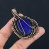 Blue Sapphire Pendant, Handmade Gemstone Pendant, 999 Copper Wire Wrapped Pendant Antique Jewelry, For Engagement Gift
