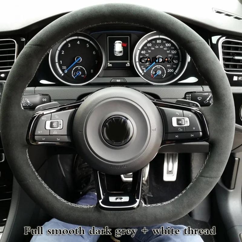 CARDAK DIY Suede Car Steering Wheel Cover for Volkswagen VW Golf R MK7 Golf 7 GTI VW Polo GTI Scirocco 2015 2016