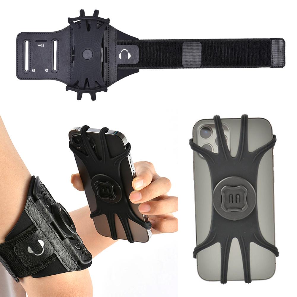 Running Armband Sports Arm Band Adjustable Cell Phone Holder 360 Degree Rotating Sports Wristband for Gym Workout