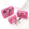 Large Capacity Transparent Makeup Bag Zipper Handheld Makeup Pouch for 3Pcs/Set Girls
