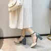 Baotou Fashion Sandals for Women 2025 New Spring and Autumn Collection Simple Middle Heel Coarse Follow Shoes Pointed High Heels