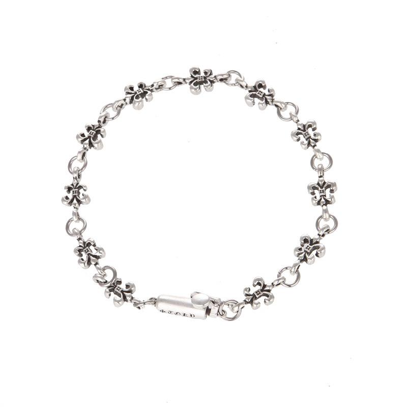China Kroxing Thailändisches Silber Retro Schalter Armee Blume Armband Persönlichkeit Klassisch Hip Hop Punk Stil Paar Hand Accessoires