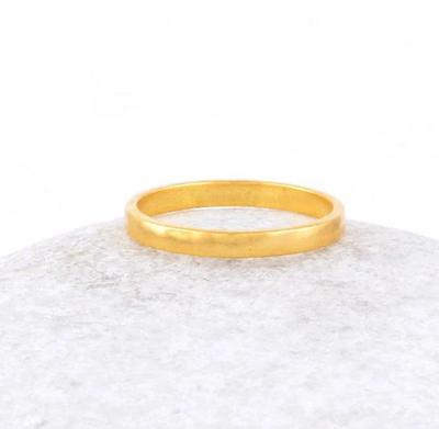 Solid 925 Sterling Silver Ring, Yellow Gold Ring, Handmade Ring, Unisex Ring, Stacking Ring, Silver Band Ring