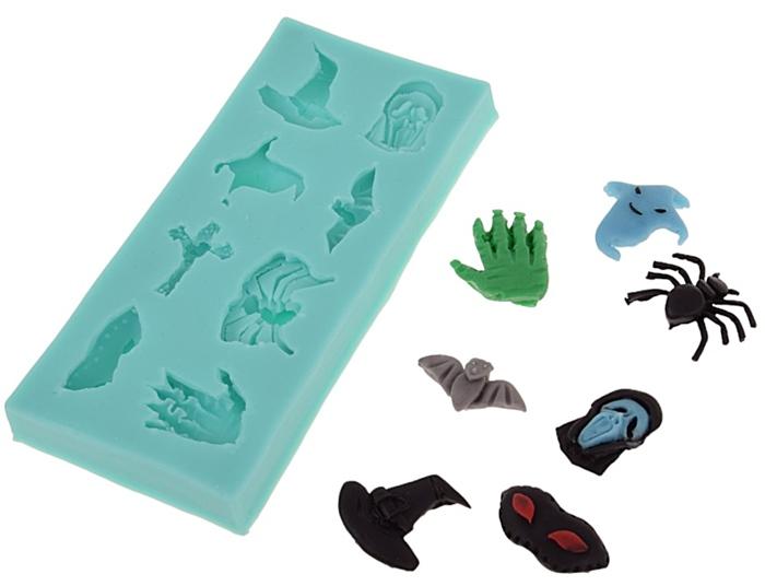 Silicone Mold For Halloween Sugar Paste - Ghost, Spider, Bat