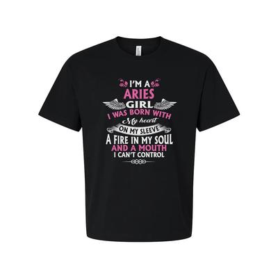 Aries Girl Zodiac T Shirt I Was Born With My Heart On My Sleeve Graphic Tee Unis