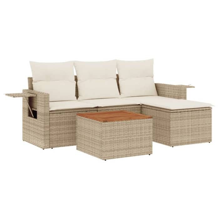 VidaXL Garden Lounge Set with Cushions 5 Pcs, Patio Sofas, Patio Furniture Set, Outdoor Furniture, Beige 3256863