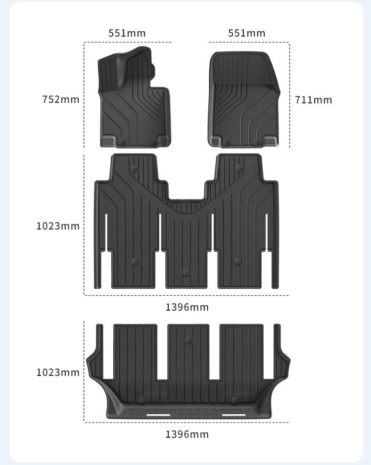 Eco-Friendly TPE Floor Mats for 2024-2025 Li Auto MEGA Car, Vehicle-Specific and Trunk Mats.