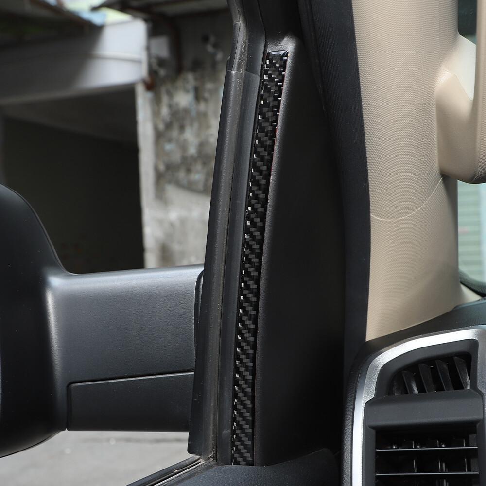 A-pillar Cover Trim Decoration Strips For Dodge RAM 1500 2018+ Real Carbon Fiber