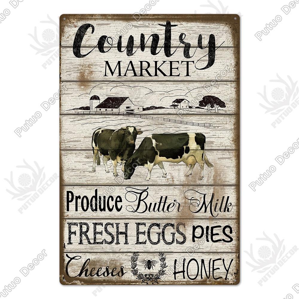 Decor Cow Vintage Tin Sign Retro Metal Sign Decorative Plaque Farm House Shop Garage Wall Decor Cow Posters