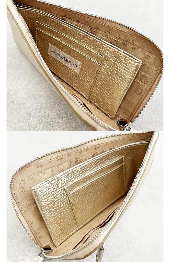 de Long Wallet Wallet Gold Wallet Long Wallet Money Luck Italian Cowhide Leather Genuine Leather Plain Stylish Thin Thin Wallet Slim Golden Champagne