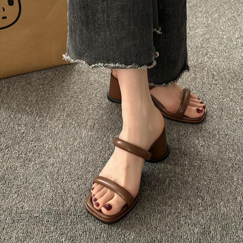 Fashion 2024 Summer Open Toe Women Silvery Slippers Fashion Elegant Slip On Soft Sole Shoes Ladies Outdoor Dress High Heel Sandalias
