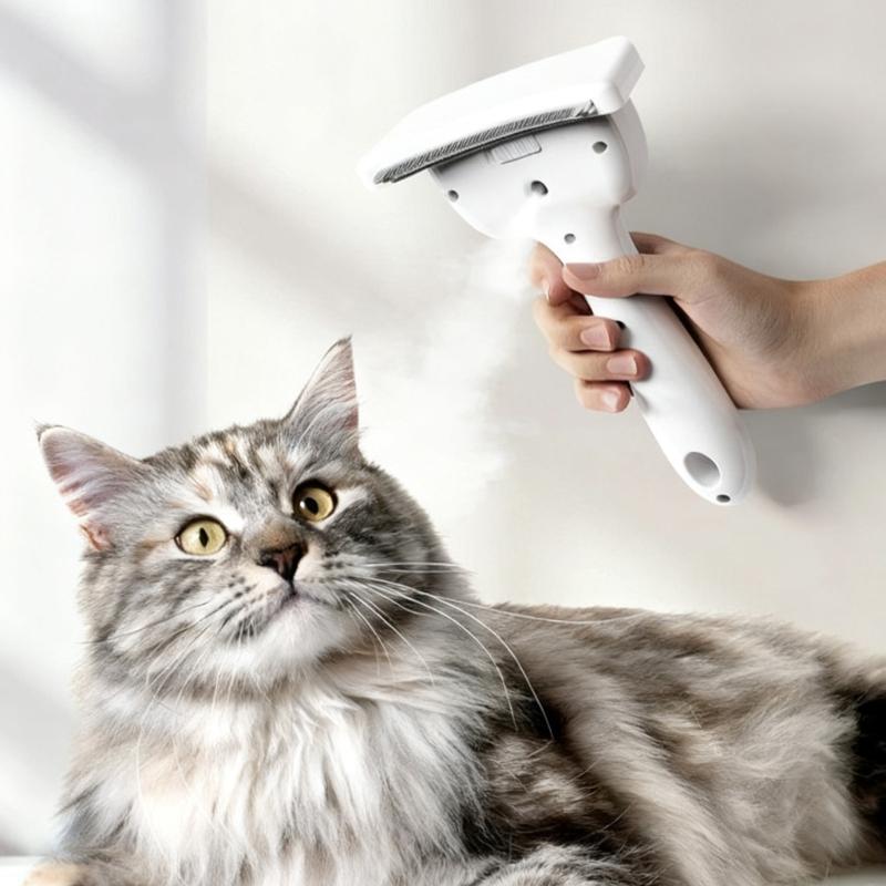 Dog Grooming Brush For Loose Hair Removal Gentle Massaging Comb Reduces Shedding Sprayer Metal Durable Design