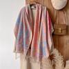 Brand Fashion Women's Winter Cashmere Wrap - Vintage Oil Painting Floral Printed Tasseled Pashmina Thick Shawl, Scarf & Echarpe