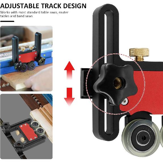 Bearing Stock Roller, Table Saw Feeder, Aluminum Alloy Table Saw Push Block, Sturdy Table Stock Guide Roller, Table Saw Jig Guide Roller Featherboard