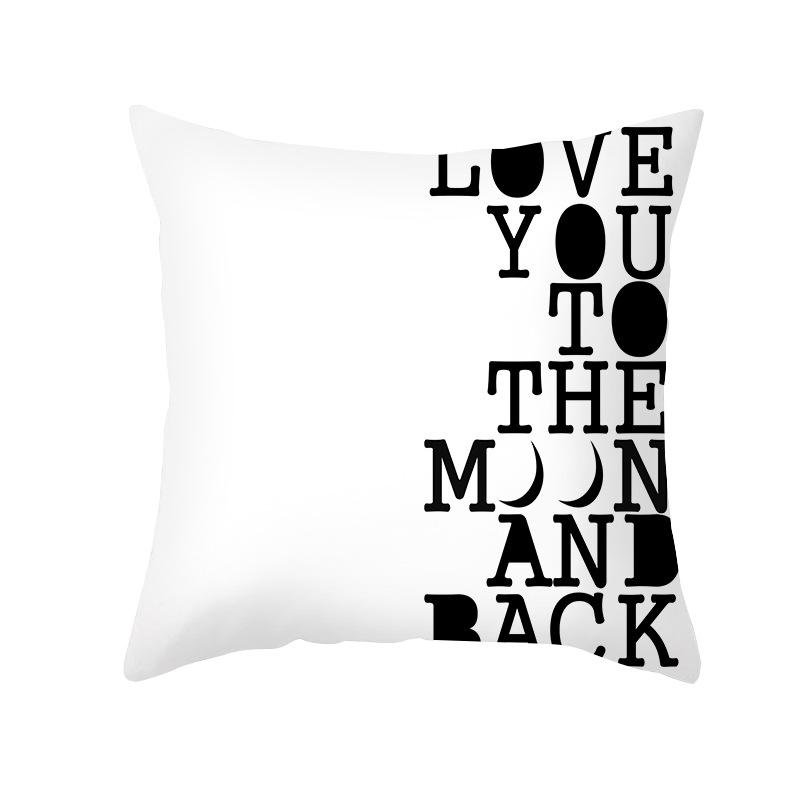 Neuer Kissenbezug Pfirsichhaut Schwarz-Weiß-Buchstabendruck Sofakissenbezug Büro-Kissenbezug