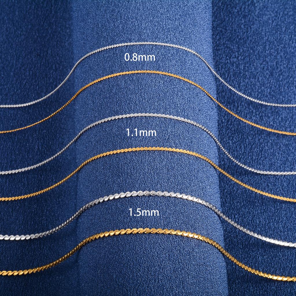 0.8/1.1/1.5mm Stainless Steel Dainty Neck Cable S Chain Thin Necklace for Women Metal Collar Choker Jewelry Accessories Gift