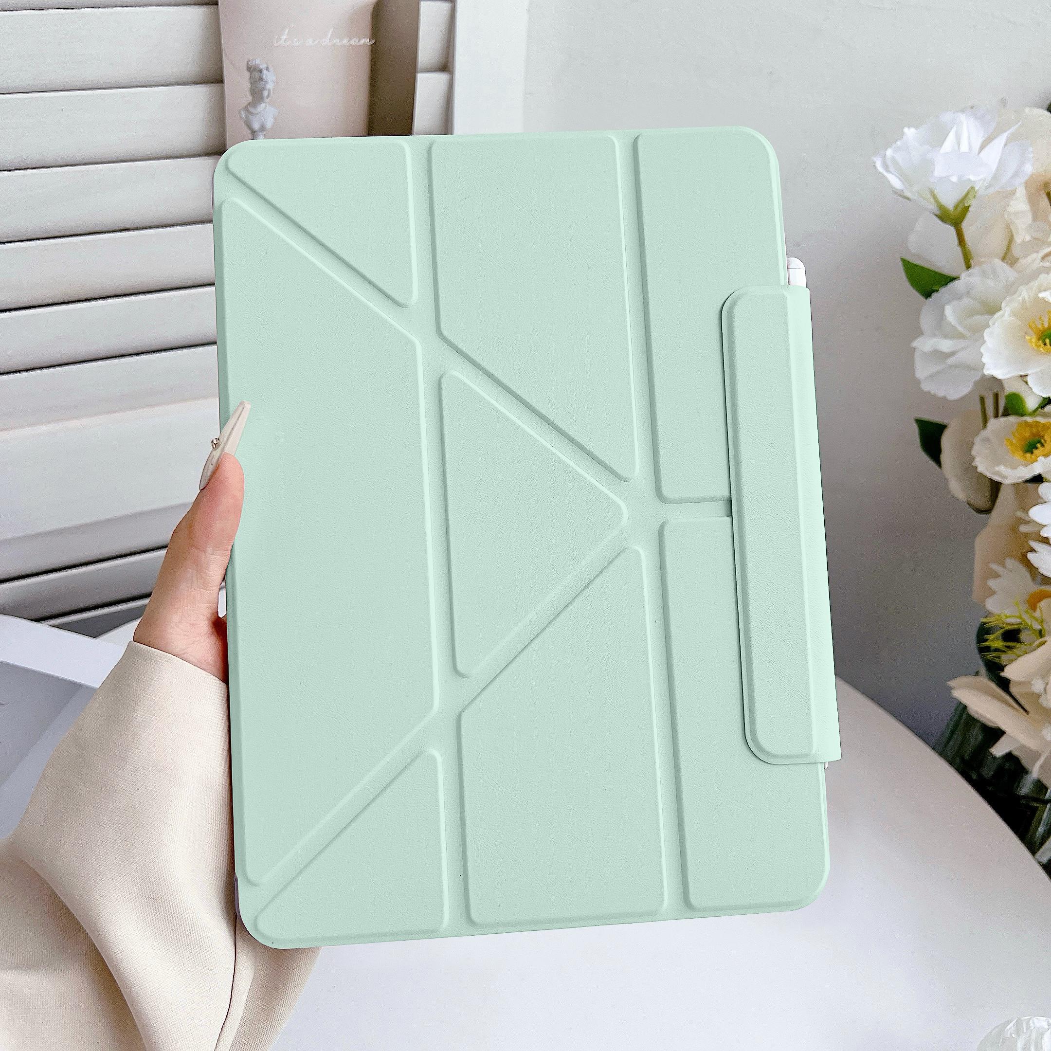 Чехол с держателем для карандаша для iPad A16 iPad 11-го поколения Air 11 дюймов Air8 M4 M3 M2 Pro11 M4 M5 Air4/5 10.9 дюйма 9-го 8-го 7-го 10.2 дюйма Air 4 Air 5 10.9 зелёный