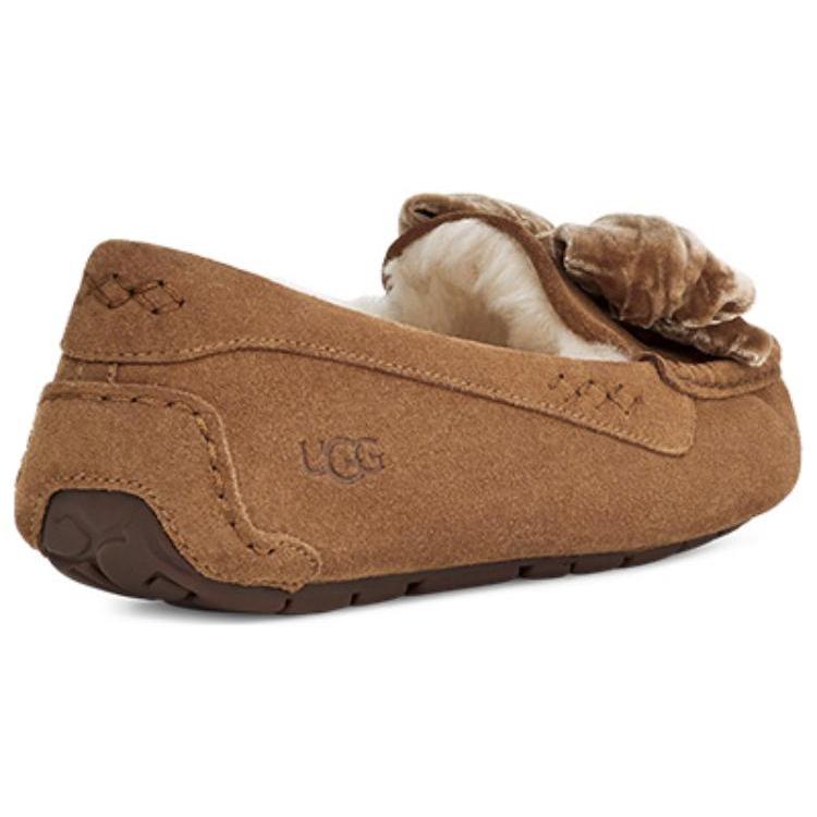 UGG Leisure Fluff Bow Mini Loafers 'Tan Velvet Black' Women's 1138650