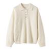 Long-sleeved Woolen Sweater for Women, Casual and Relaxed, with An Elegant V-neck Knitted Top.