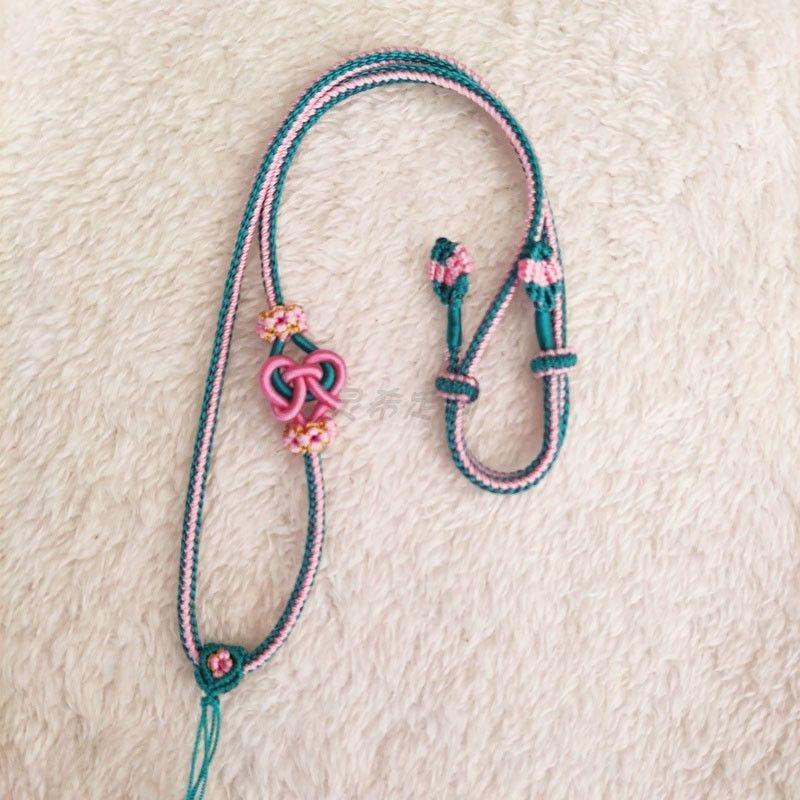 

Handmade Woven Necklace Lanyard with Adjustable Double-Lotus Knot Pendant One Size
