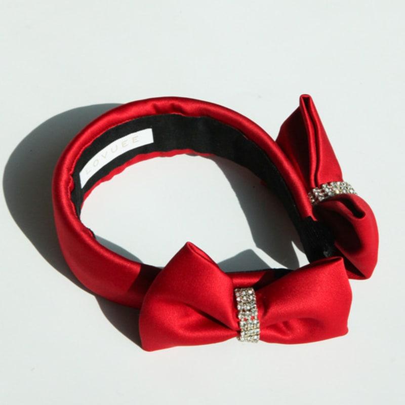 LOVUEE Scarlet Satin Double Bow Headband
