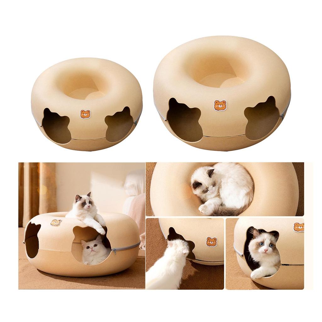 Cat Tunnel Cave Bed Removable Scratch Resistant Training Toy Washable with Zipper House for