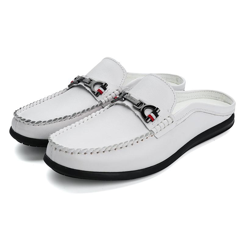 

Модная мужская обувь мюли из натуральной кожи, повседневные слипоны-лоферы для мужчин, удобная обувь для ходьбы на открытом воздухе, нескользящие мужские слипоны 44