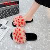 Aphixta 2025 Winter Home Cotton Shoes Women Faux Fur Soft Warm Indoor Colorful Slipper Flip Flops Mules Female Big Size 42 43