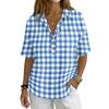 Women’s Turn Down Collar Button Up Vintage Print Short Sleeve Relaxed Fit Casual T Shirt Blouse Top for Everyday Wear
