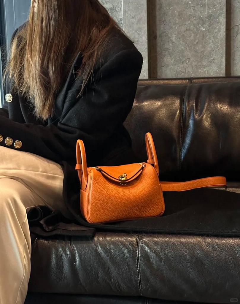 2025 Togo Leather Lindy Shoulder & Crossbody Bag: High-End Genuine Cowhide Women's Handbag