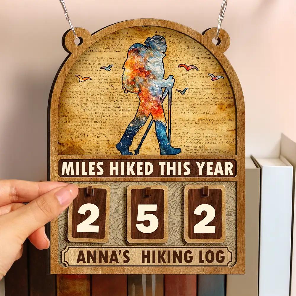 Personalized Hanging Wooden Tracker Plaque Record Hiking Miles Creative Wall Ornament Exquisite Gift For Outdoor Hiking Lovers