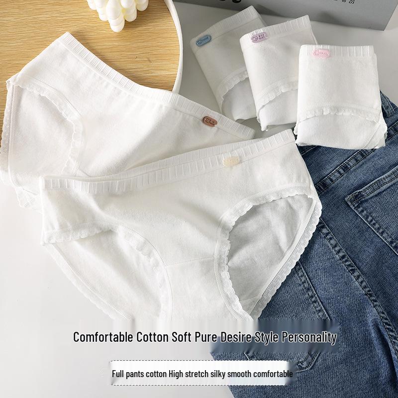 Girls' Mid-Waist Pure Cotton Antibacterial Briefs - Cute & Breathable Birthday Series.