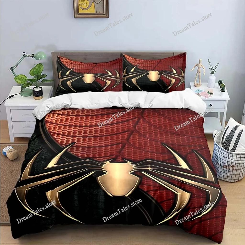 Fashion 3D Exquisite Red Black Spider Anime Digital Printing Bedding Set Duvet Cover Comforter Bed Youth Kids Girl Boys Gift