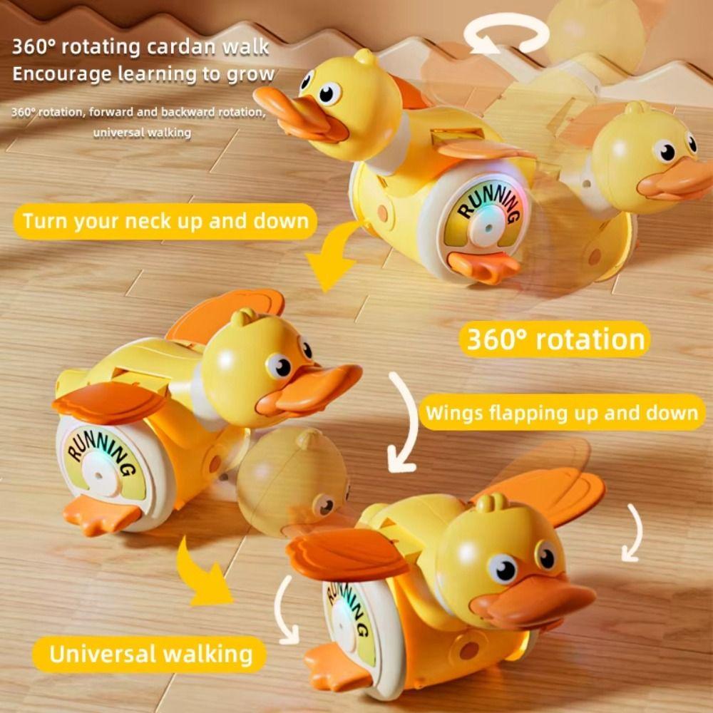 Sound And Light Rotating Foraging Duck Toy Plastic Sensory Dancing Duck Toy  Kids Toddlers