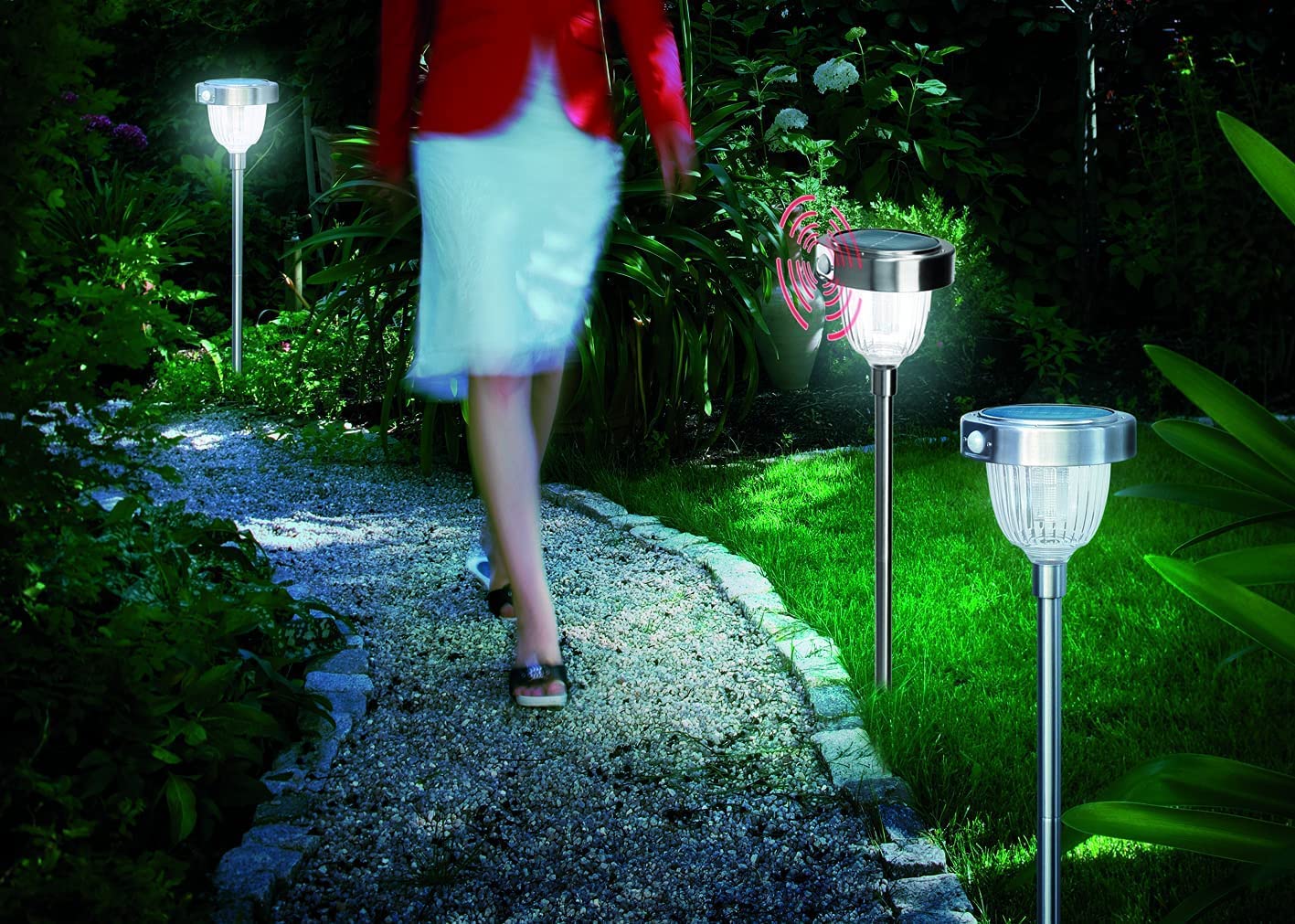 

GWSOLAR Stainless Steel Solar Sensor Light [Set of 2] 100lm Brightness, Constant Nighttime On (Motion Sensor Mode, White or Warm White, Adjustable