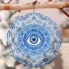 Evil Eye Wind Spinner 2D Metal Garden Decor Blue and White Design for Patio Yard Outdoor Thanksgiving Christmas Holiday No Power Needed